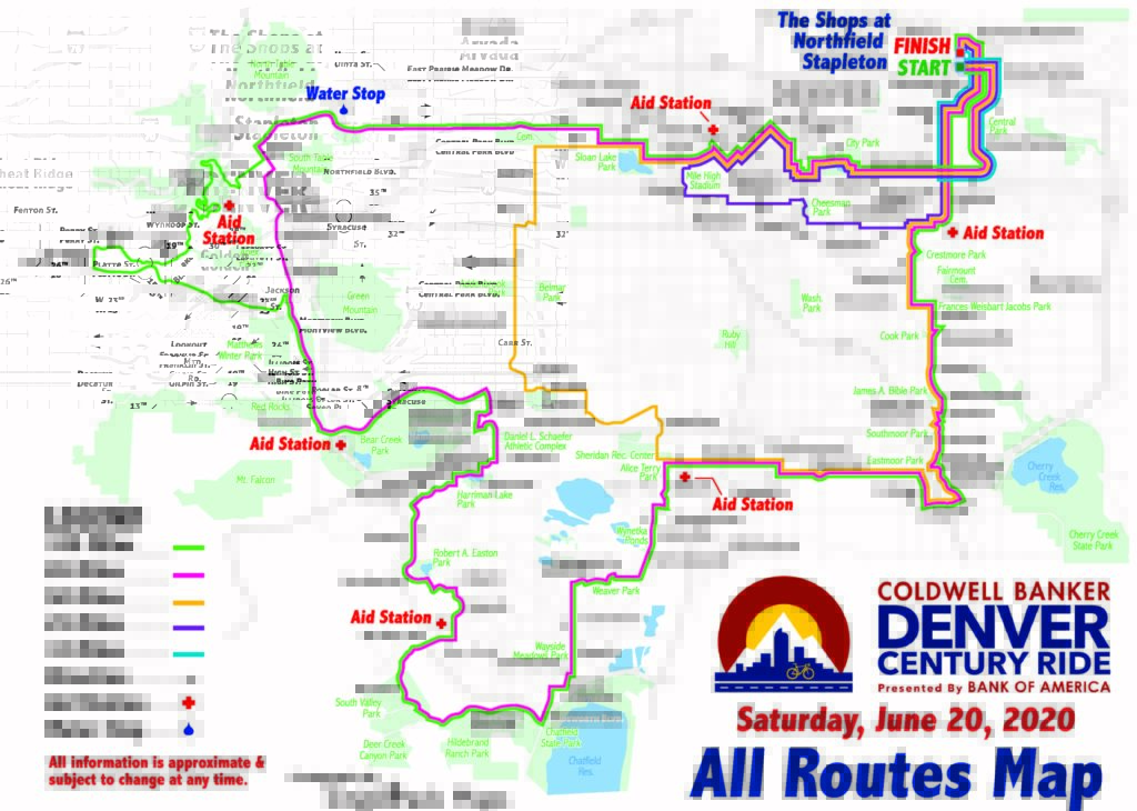 Urban course routes at Denver Century Ride 2020