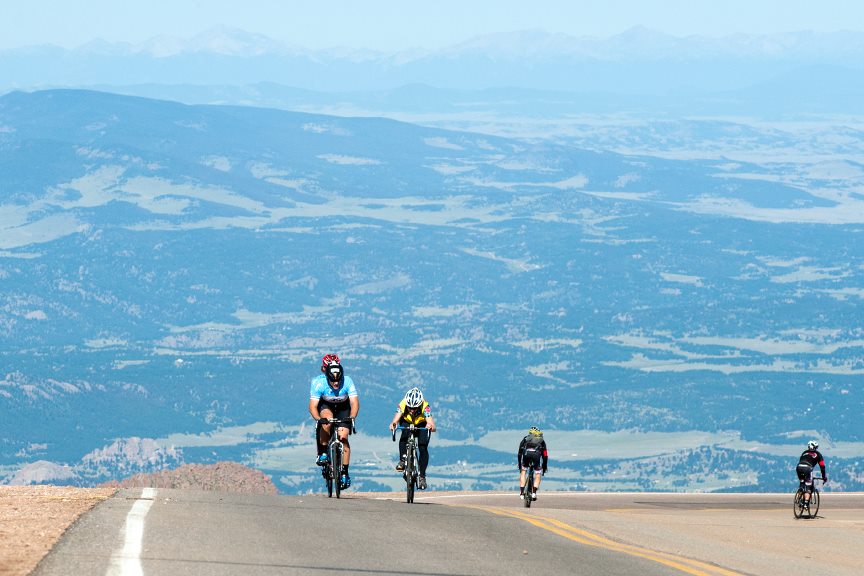 Bike riders and racers at the Pikes Peak Hill Climb