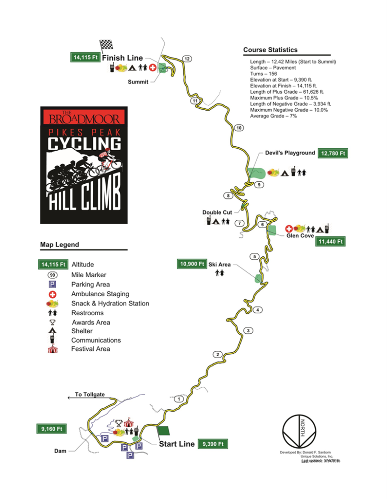 Route for the Pikes Peak Hill Climb course