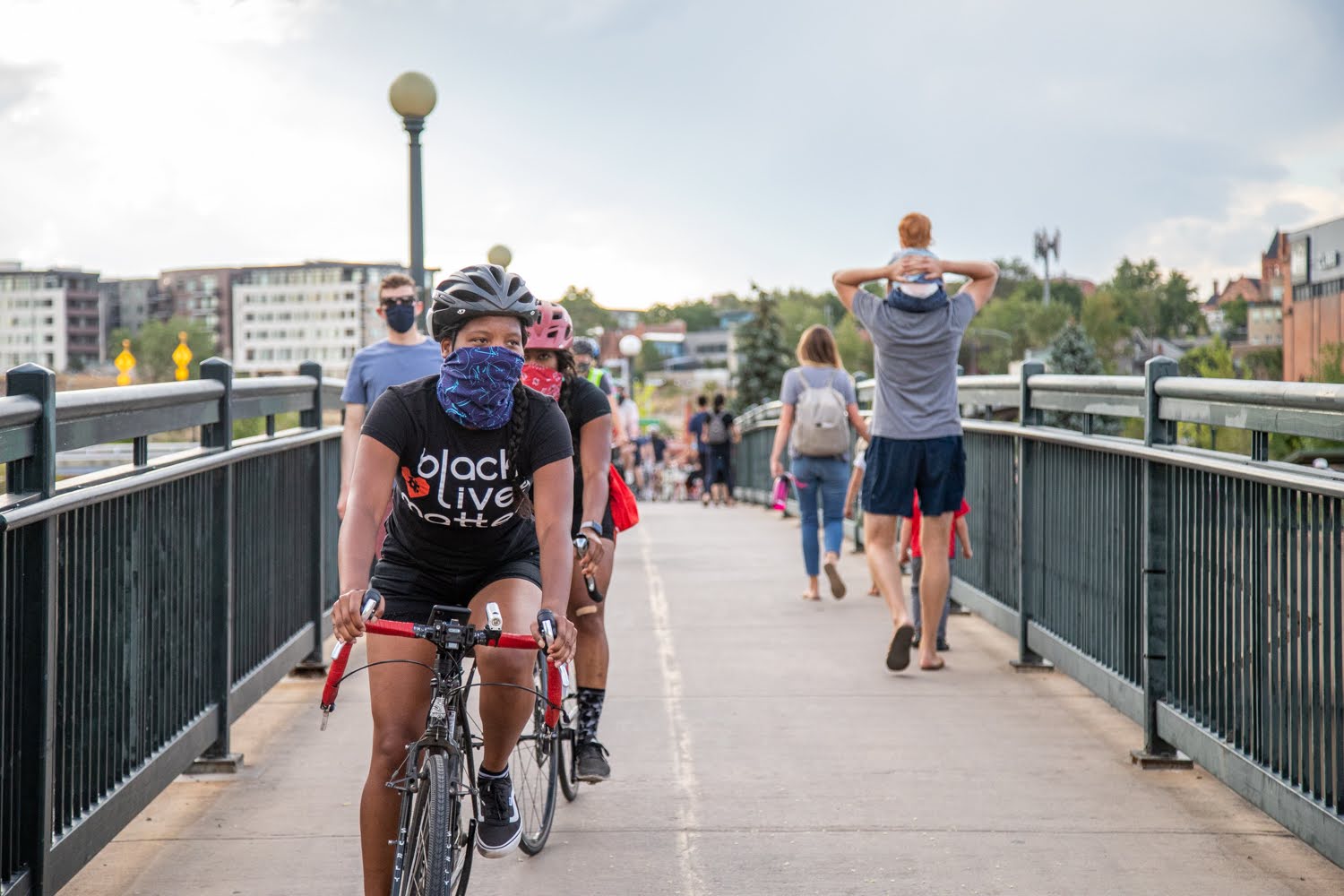 Bicyclists approaching the capitol