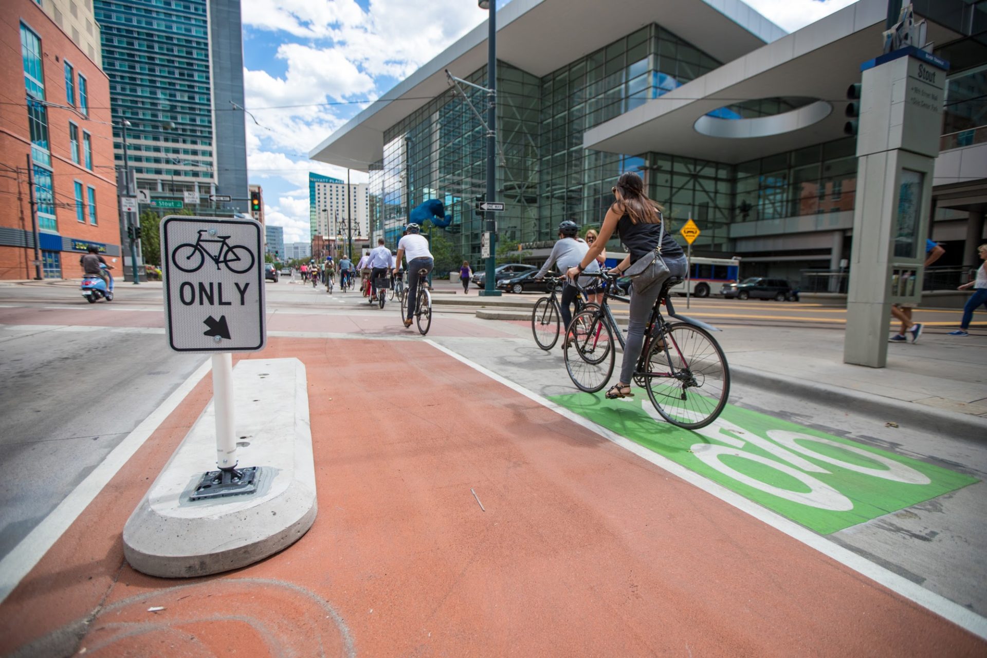 Protected bike lane in Denver