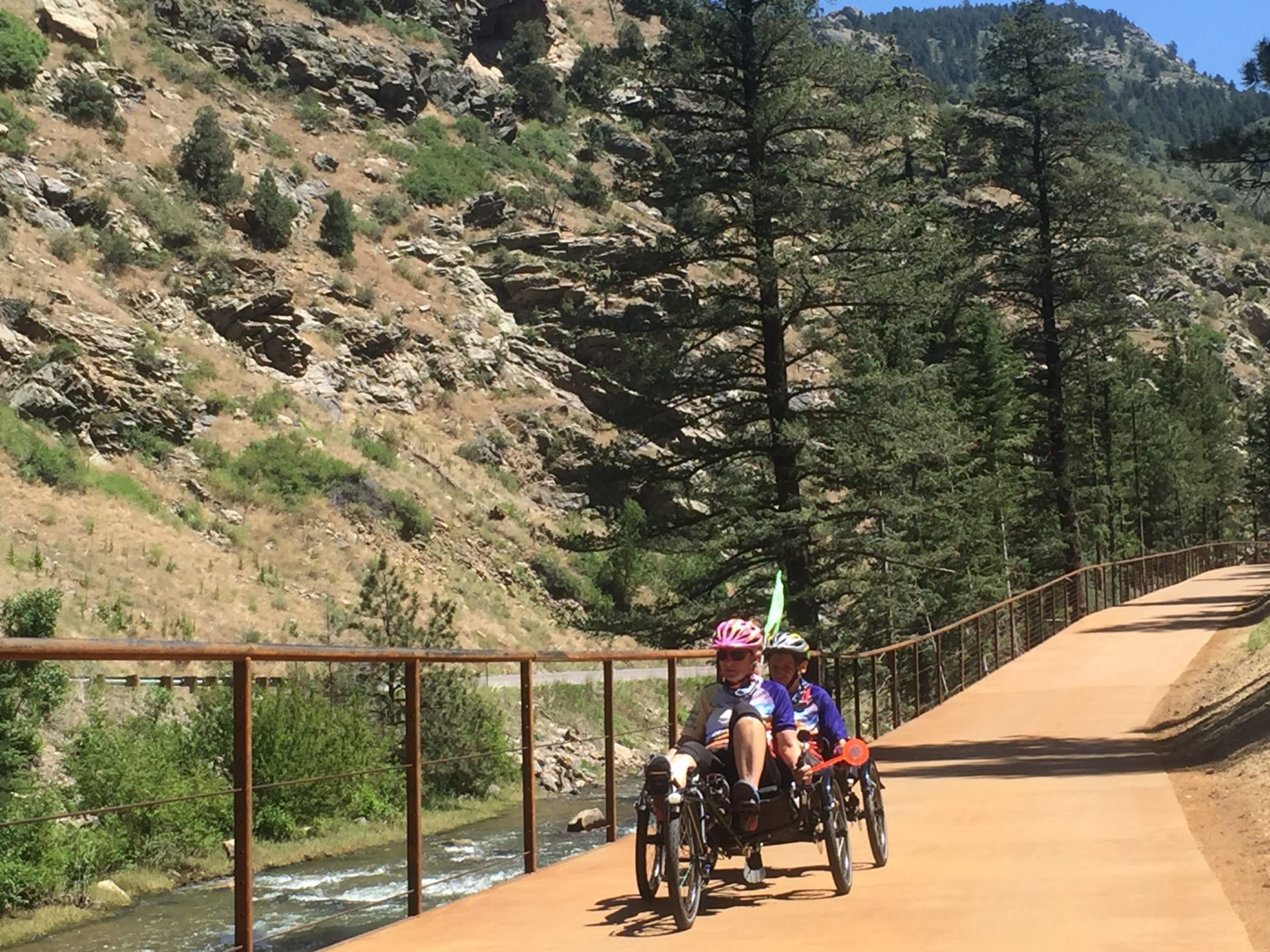 Recumbent bike riders on the Clear Creek Trail