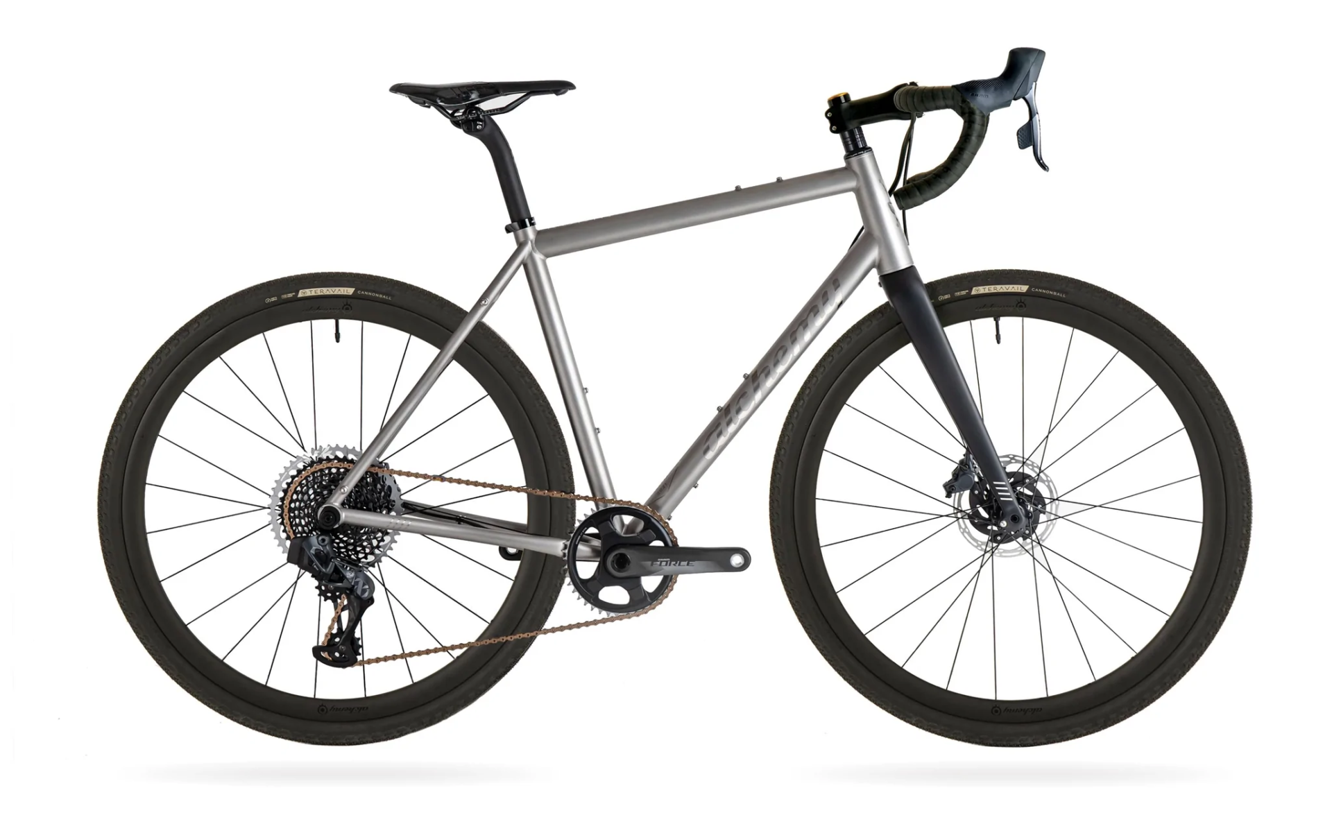 An Alchemy Ronin titanium gravel bike.