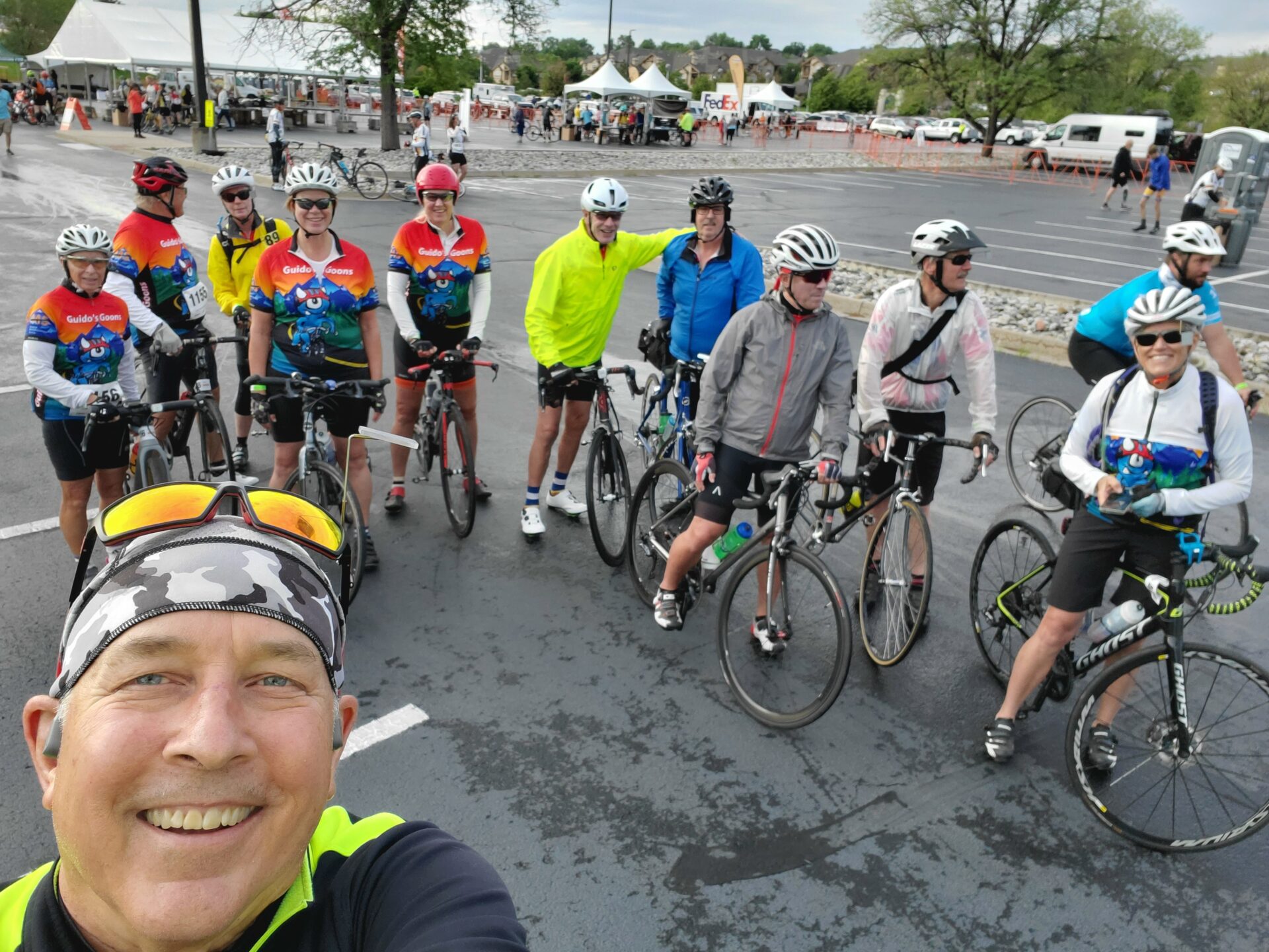 About half of the members of Guido's Goons, a Bike MS Colorado Team, on their bikes